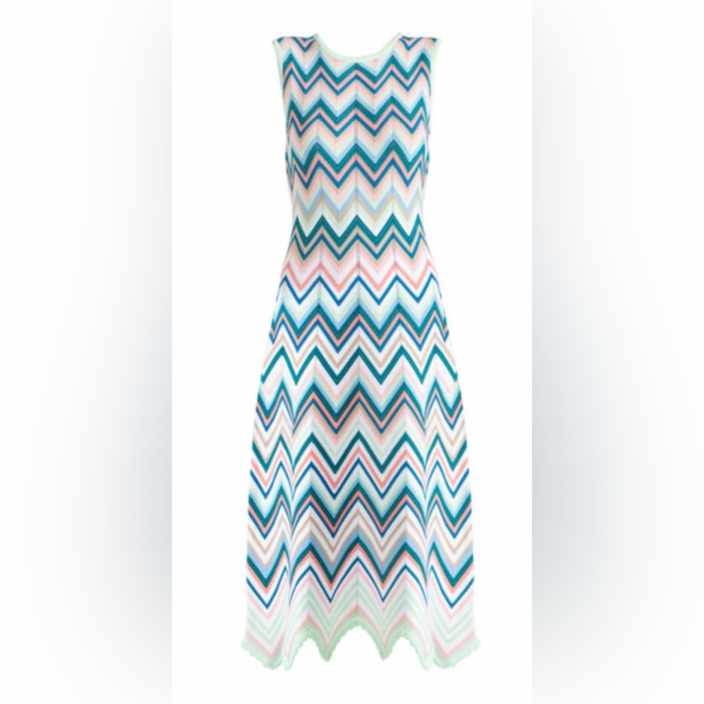 Shoshanna Womens Leia Sleeveless Chevron Knit Midi dress size  S